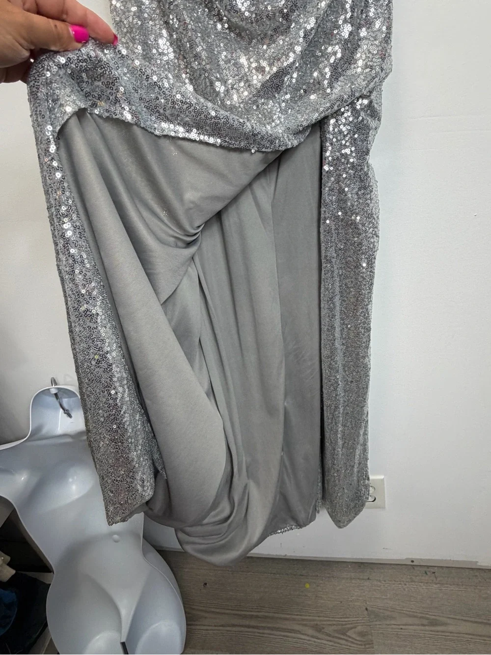 Sequin Corset Evening Gown in Silver - Picture 10 of 15